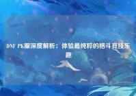 DNF PK服深度解析：体验最纯粹的格斗竞技乐趣