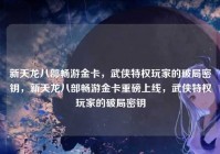 新天龙八部畅游金卡，武侠特权玩家的破局密钥，新天龙八部畅游金卡重磅上线，武侠特权玩家的破局密钥