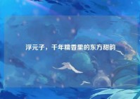 浮元子，千年糯香里的东方甜韵