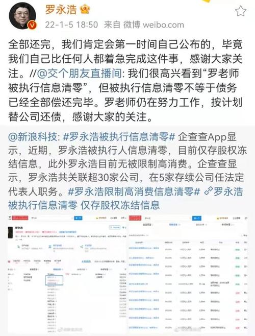 罗永浩回应被执行信息清零